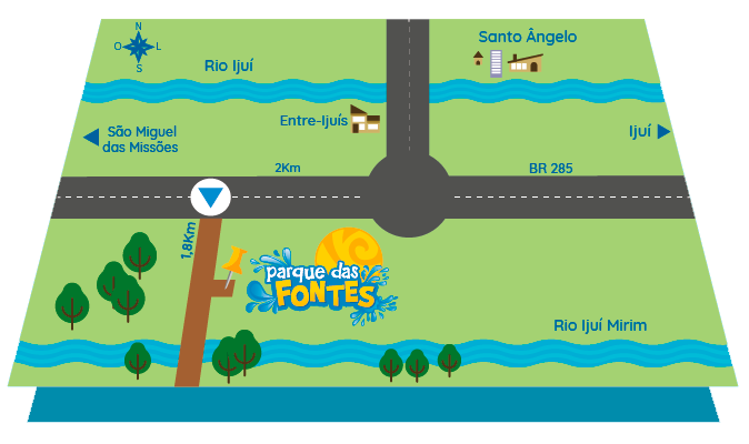 Mapa de como chegar ao Parque das Fontes